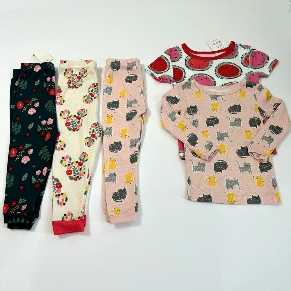 NWOT-‎ 18 Mths Toddler Girls 5pc Mix Match Pajama Tops & Bottoms